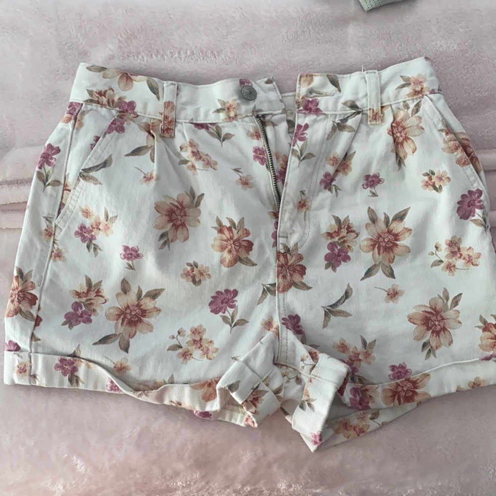 American eagle floral denim mom shorts